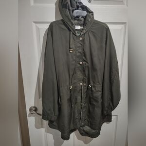 Time and Tru Dark Green Camouflage Rain Jacket Sz.2X (20W-22W)